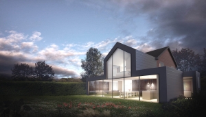 Norfolk House, sustainable home design, passive house, solar energy, MVHR systems, rainwater harvesting, energy-efficient home, refurbishment and extension, panoramic views, eco-friendly design, modern home transformation